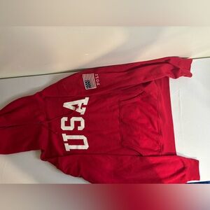 Vintage 90s Polo Sport Ralph Lauren USA Red Fleece Hoodie